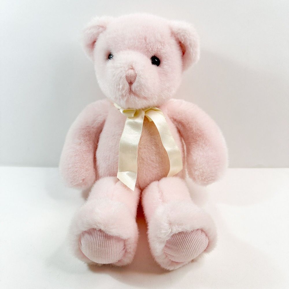 VTG Russ Berrie SUGARPLUM Pink Teddy Bear Rattle Lovey Stuffed Animal VERY RARE